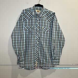 Larry Mahan Long‎ Sleeve Pearl Snap Men’s Shirt Size Large Plaid Multicolor